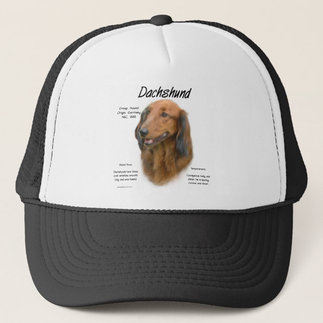 Historikdesign för Dachshund (långhårig) Truckerkeps (Framsida)