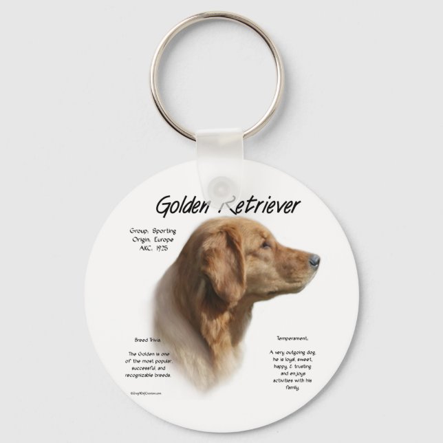 Historikdesign för Golden Retriever Nyckelring (Framsida)