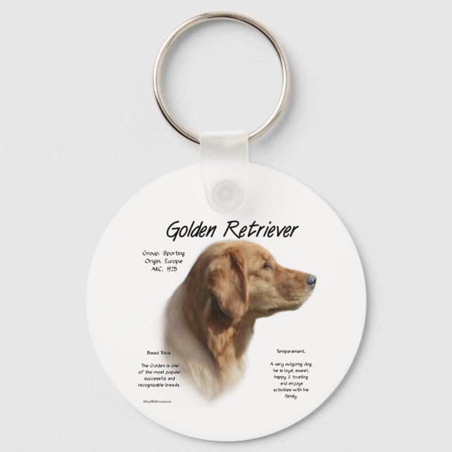 Historikdesign för Golden Retriever Nyckelring (Framsida)
