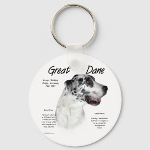 Historikdesign för Harlequin Great dane Nyckelring