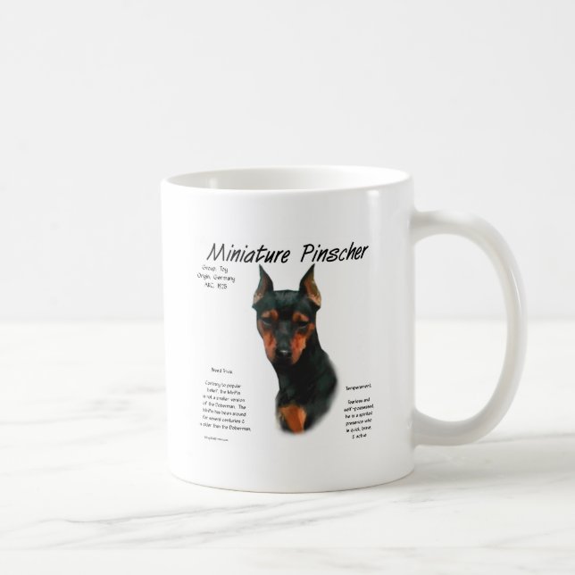 Historikdesign för miniatyr Pinscher (blk/rost) Kaffemugg (Höger)