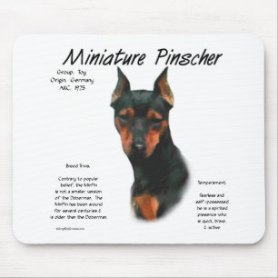 Historikdesign för miniatyr Pinscher (blk/rost) Musmatta