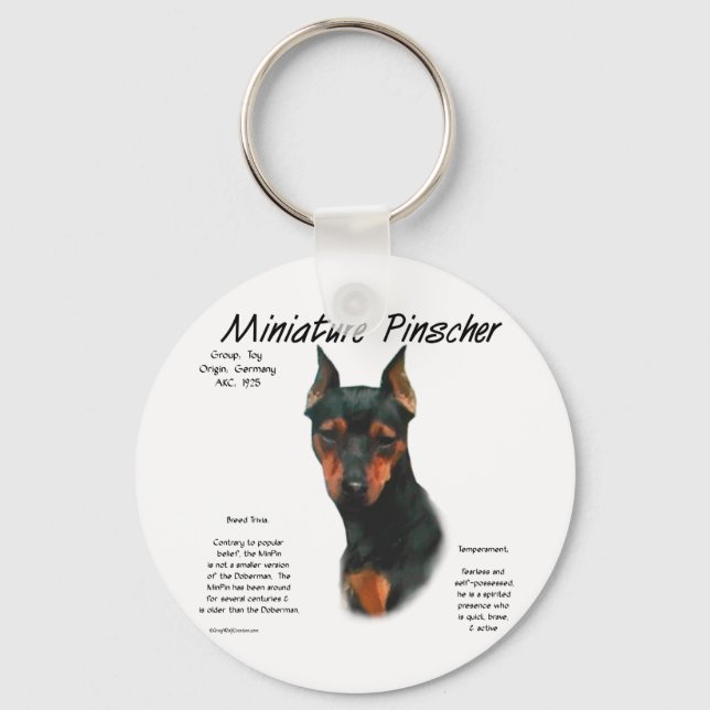 Historikdesign för miniatyr Pinscher (blk/rost) Nyckelring (Framsida)