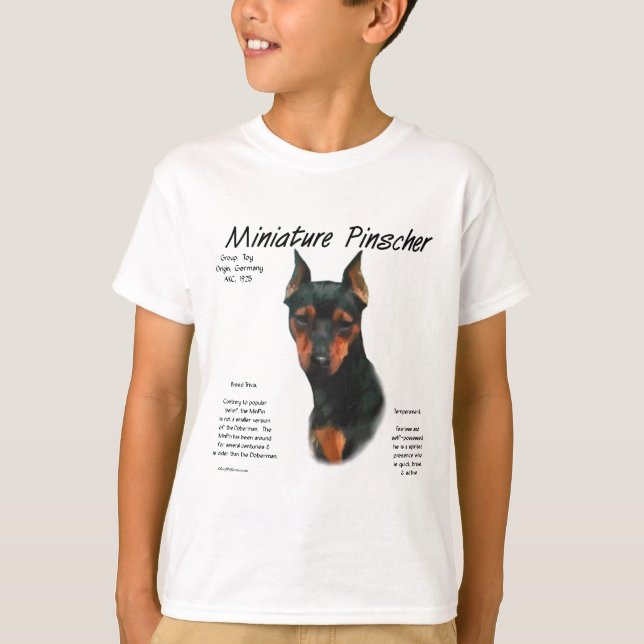 Historikdesign för miniatyr Pinscher (blk/rost) Tee Shirt (Framsida)