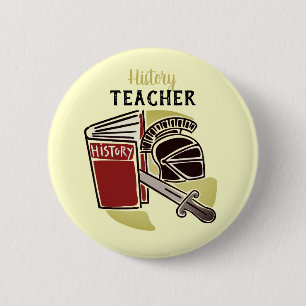 Historiklärare Bok Armor Sword Pinback Button Knapp