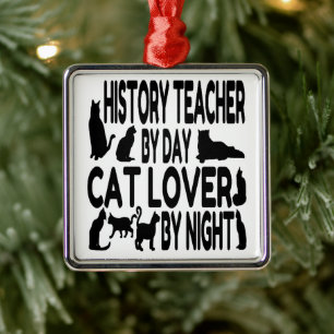 Historiklärare Kärlek Cats Julgransprydnad Metall