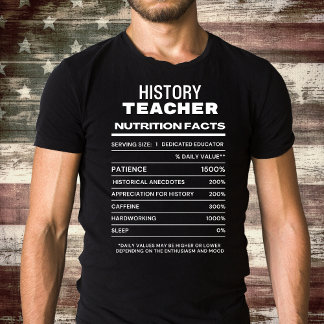 Historiklärare Nutrition Facts Funny T-Shirt