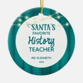 Historiklärare Teal Wood Grain jul Julgransprydnad Keramik