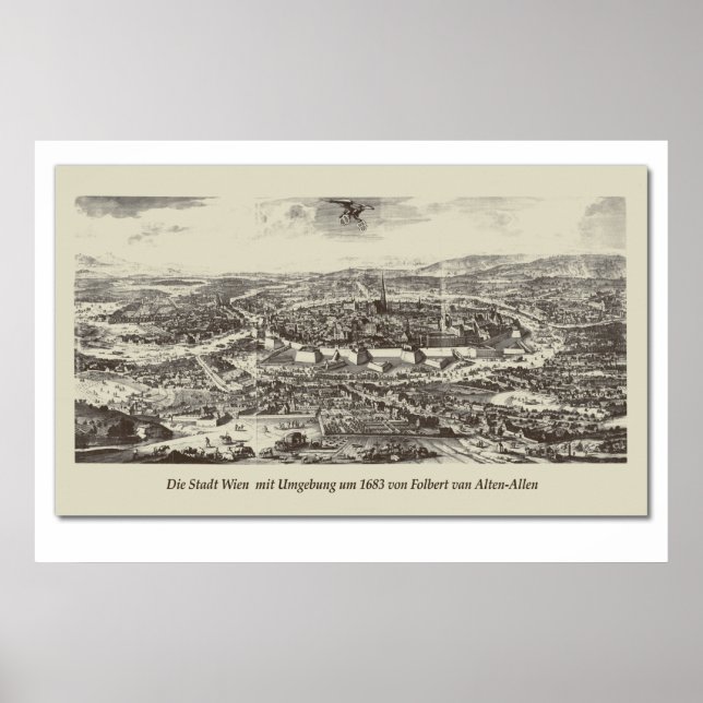 Historische Karte Österreich Wien 1683 Poster (Framsidan)