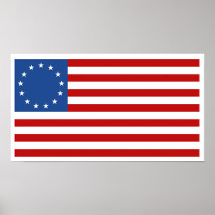 Historisk Betsy Ross amerikanska flaggan Poster