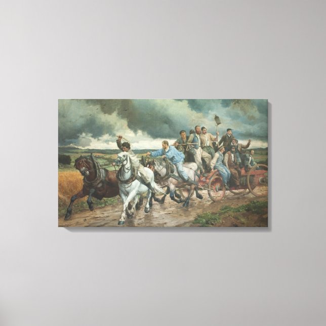 Historisk brandmotor (av Eugène Burnand) Canvastryck (Framsida)