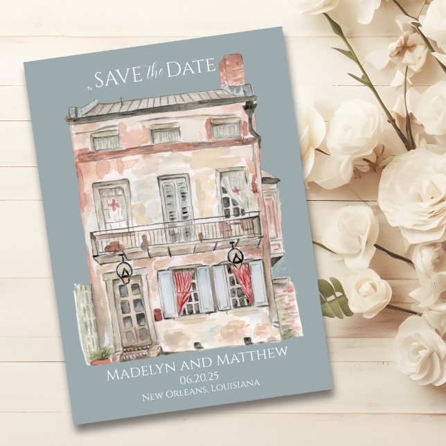 Historisk byggnad New Orleans Akvarell Inbjudningar (Skapare uppladdad)