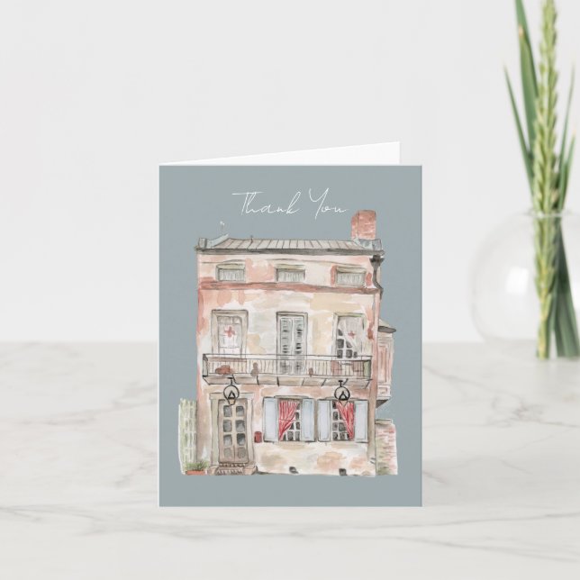 Historisk byggnad New Orleans akvarell Tack Kort (Framsida)