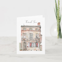 Historisk byggnad New Orleans akvarell Tack Kort