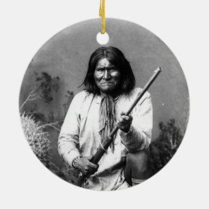 Historisk Iconic indianindier Geronimo Julgransprydnad Keramik