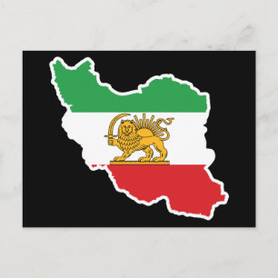 Historisk Iran-karta med Lejon- och Solflagga Vykort