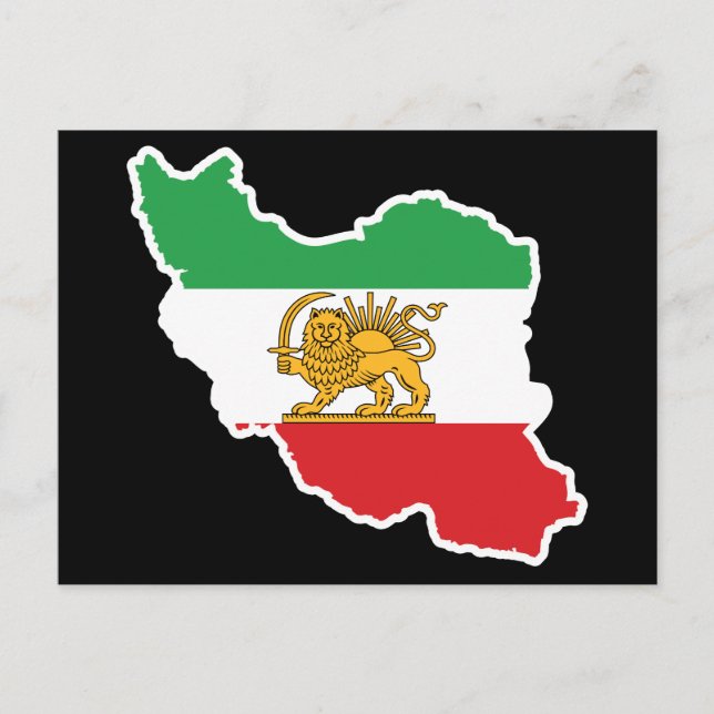 Historisk Iran-karta med Lejon- och Solflagga Vykort (Framsida)