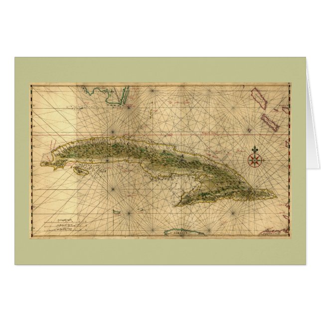 Historisk karta 1639 av Kuban av Joan Vinckeboons Hälsningskort (Framsidan Horizontal)