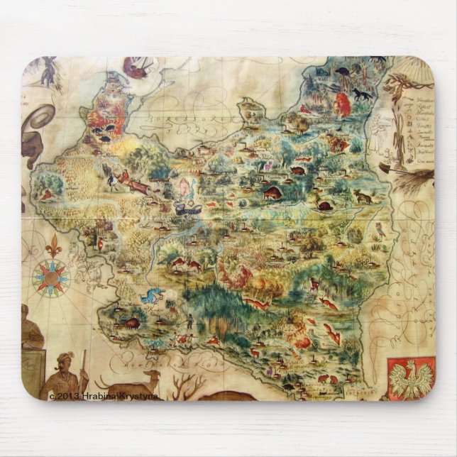 HISTORISK KARTA AV POLEN 1939 MOUSEPAD MUSMATTA (Framsidan)