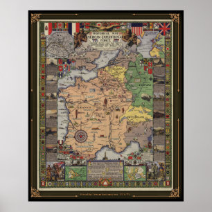 Historisk karta - expeditions- styrka för amerika poster