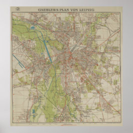 Historisk karta över Leipzig av Gaebler 1940 års u Poster
