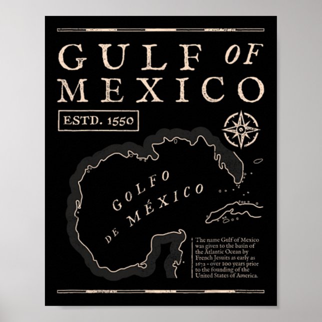 Historisk karta över Mexikanska golfen 1672  Poster (Framsidan)