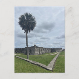 Historisk kustlandskap med fort i St. Augustine Fl Vykort