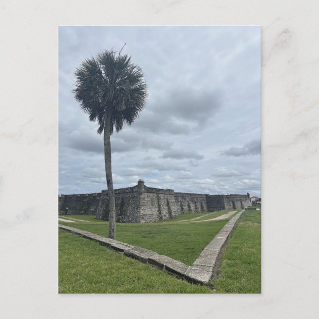 Historisk kustlandskap med fort i St. Augustine Fl Vykort (Framsida)
