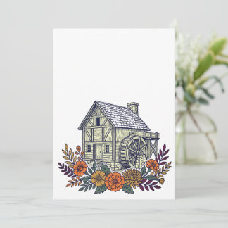 Historisk Kvarn Med Höstblommor