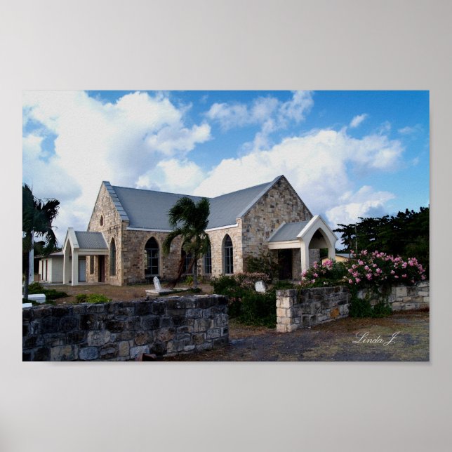 Historisk kyrka i Antigua-Kanvastrycket Poster (Framsidan)