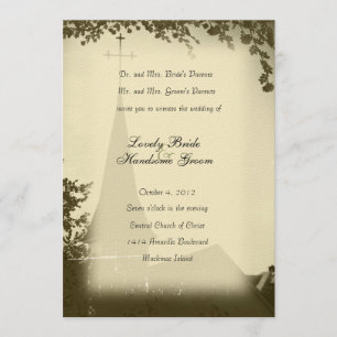 Historisk kyrklig inbjudan för Mackinac öbröllop