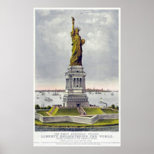 Historisk Lithograph för frihetsgudinnan (1886) Poster