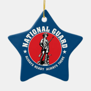 Historisk logotyp för armémedborgarevakt julgransprydnad keramik