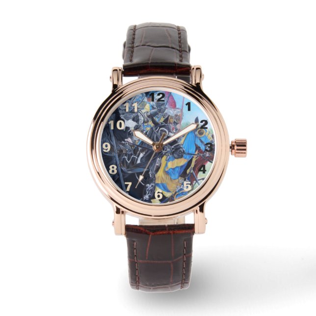 historisk medeltida knivar på hästar armbandsur (Framsida)