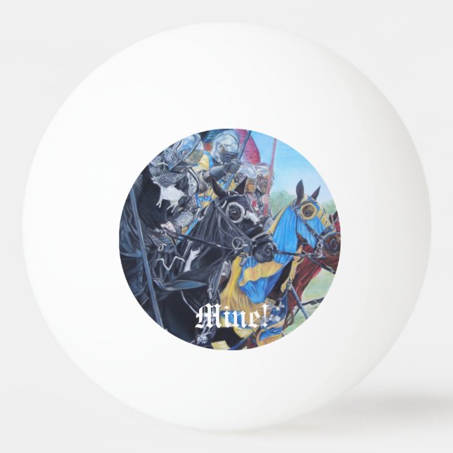 historisk medeltida knivar på hästar pingisboll (Framsidan)