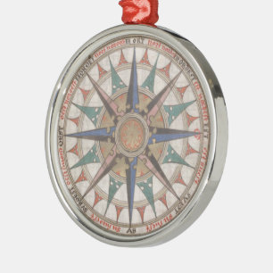 Historisk nautisk kompass (1543) julgransprydnad metall