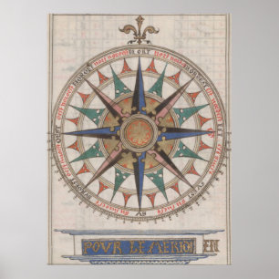 Historisk nautisk kompass (1543) poster