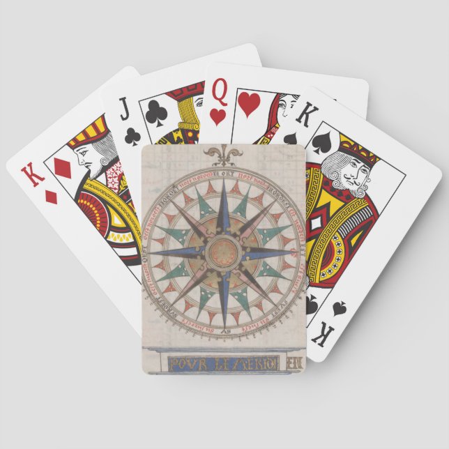 Historisk Nautisk kompass (1543) Spel Kort (Baksidan)