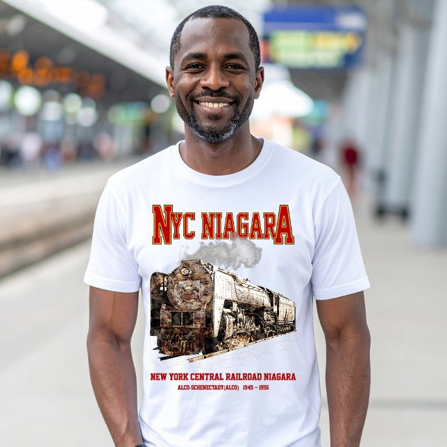 Historisk NYC Niagara-tåg Ånglokomotiv T Shirt (Historic NYC Niagara Train Steam Locomotive. Mens Basic T-Shirt)