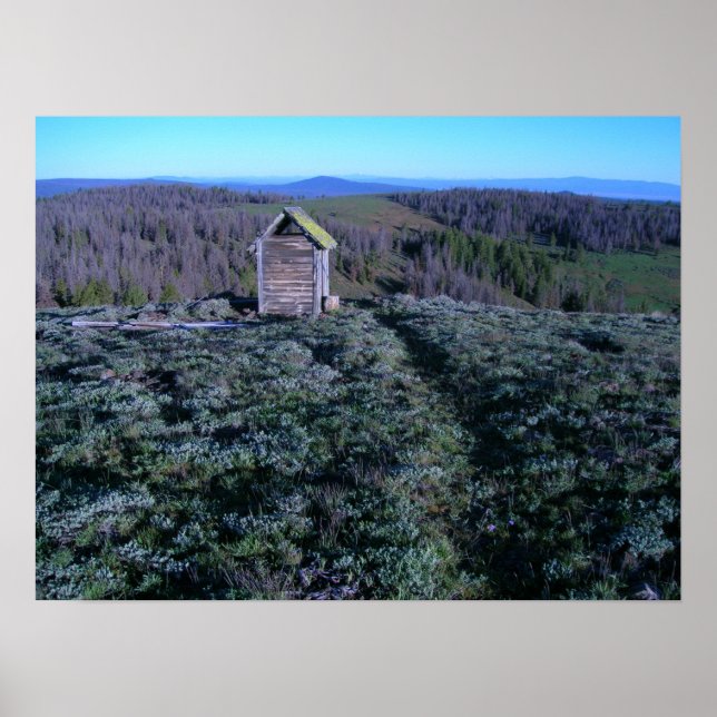 Historisk outhouse, vid Bred Butte Fire Lookout Poster (Framsidan)