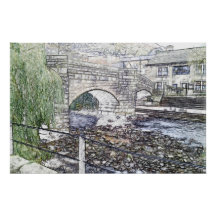 Historisk packhästbro i Hebden Bridge