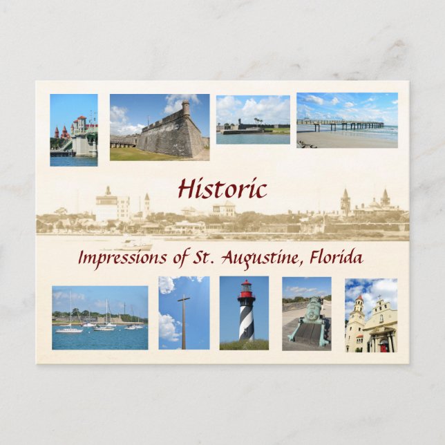 Historisk påverkan av St Augustine, Florida Vykort (Framsida)
