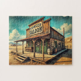 Historisk Pioneer Saloon Gammala västern Desert Pussel