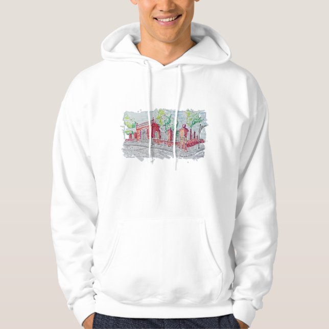 Historisk röd tegelentré hoodie (Framsida)
