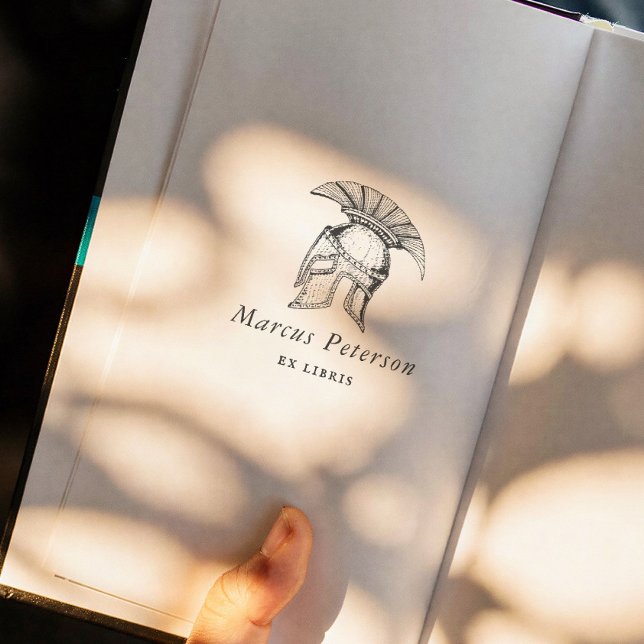 Historisk romersk centurionhjälm Ex Libris bokstäm Självfärgande Stämpel (Skapare uppladdad)