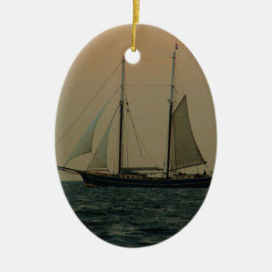 Historisk Schooner Julgransprydnad Keramik