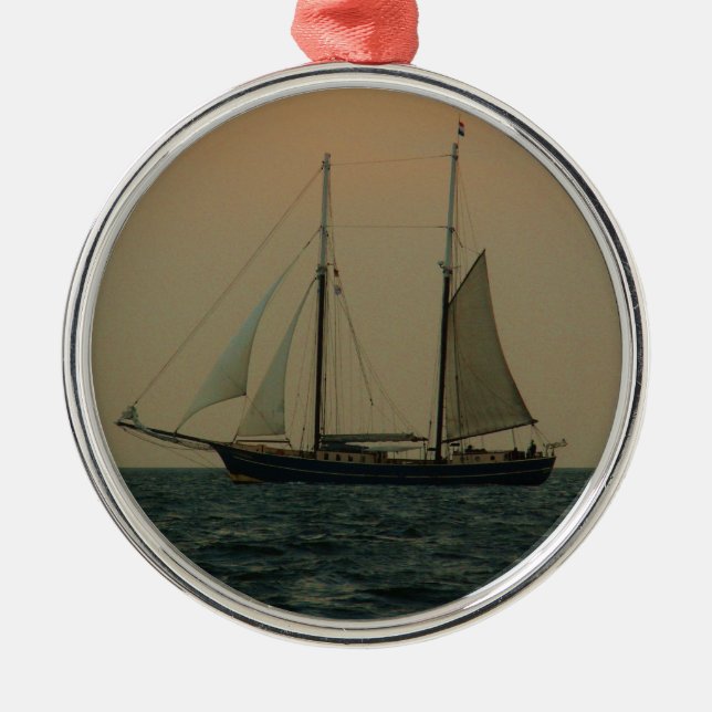 Historisk Schooner Julgransprydnad Metall (Framsidan)