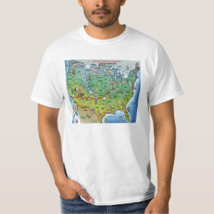 Historisk tecknadkarta för rutt 66 t-shirt