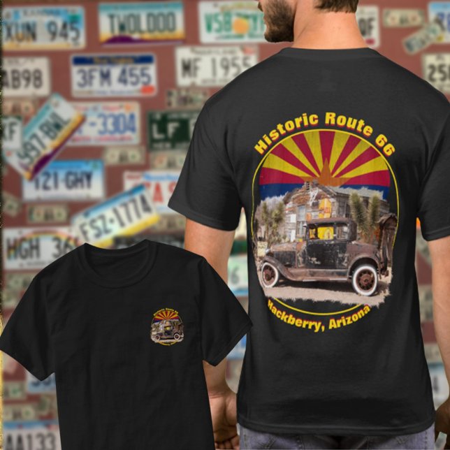 Historisk väg 66 Hackberry, Arizona Front Back T Shirt (Skapare uppladdad)