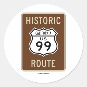 Historisk väg US Highway 99 (Kalifornien) Runt Klistermärke